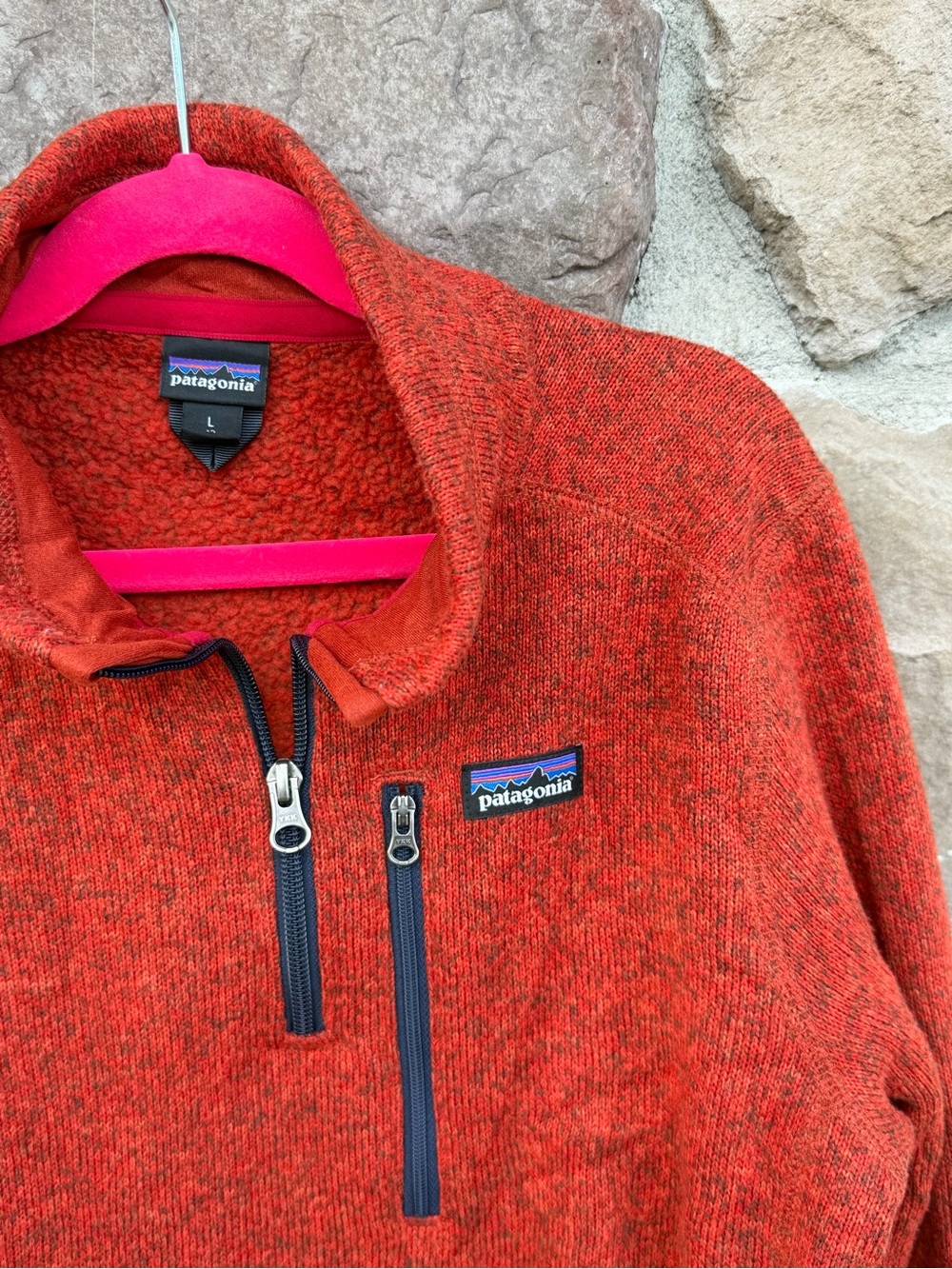 Patagonia Kid’s Orange Red Heather Half-Zip Fleece Pullover